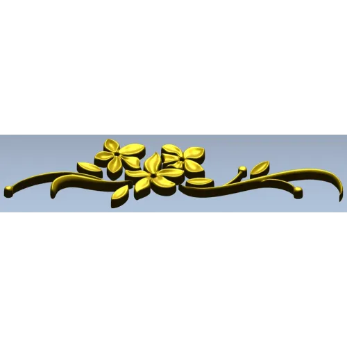 Floral Swag STL Model for CNC - Elegant Low-Relief Flower Ornament