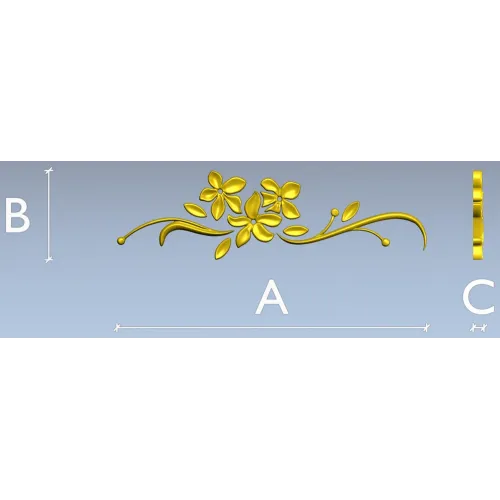 Floral Swag STL Model for CNC - Elegant Low-Relief Flower Ornament