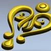 Baroque Heart Applique STL 3D Model for CNC