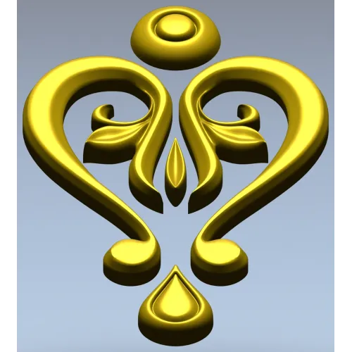 Baroque Heart Applique STL 3D Model for CNC