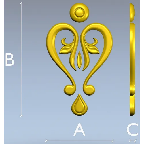 Baroque Heart Applique STL 3D Model for CNC