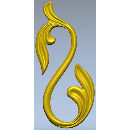 Acanthus S-Scroll decorative STL model for CNC milling