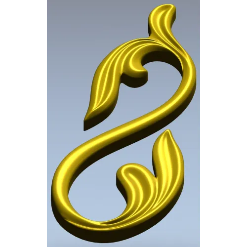 Acanthus S-Scroll decorative STL model for CNC milling