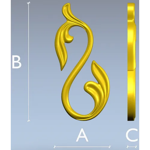 Acanthus S-Scroll decorative STL model for CNC milling