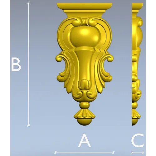 Ornate Baroque Cartouche STL for CNC Routing and Furniture Applique