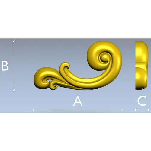 Baroque Scroll Leaf - STL 3D model for CNC carving