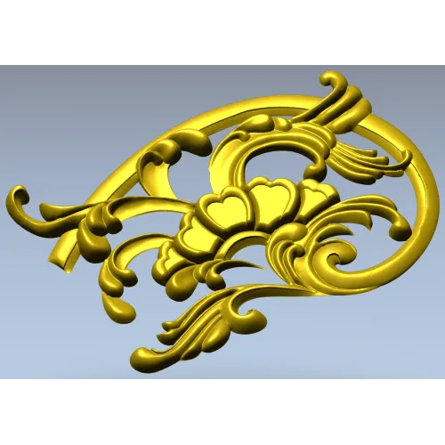 Rococo floral corner ornament - STL 3D model for CNC milling