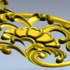 Rococo floral corner ornament - STL 3D model for CNC milling