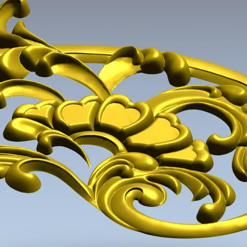 Rococo floral corner ornament - STL 3D model for CNC milling