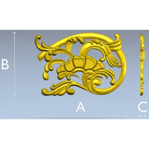 Rococo floral corner ornament - STL 3D model for CNC milling