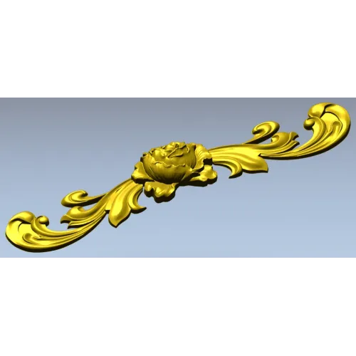 Горизонтальная резная накладка с розой - 3D модель STL для ЧПУ