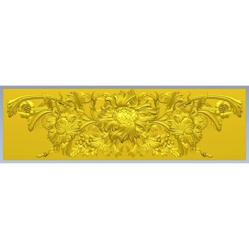 Baroque floral frieze STL 3D model for CNC
