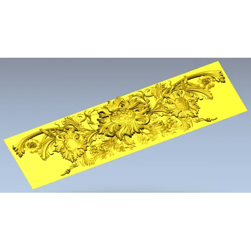 Baroque floral frieze STL 3D model for CNC