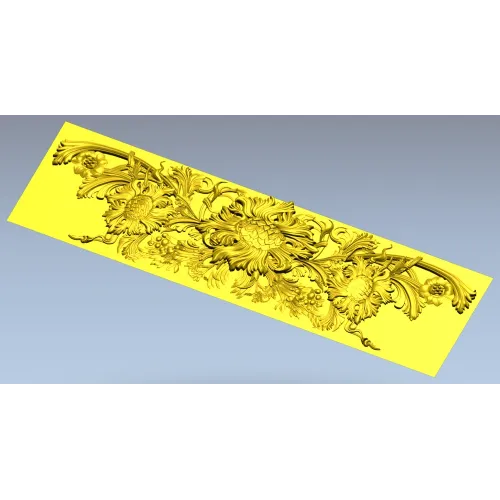 Baroque floral frieze STL 3D model for CNC