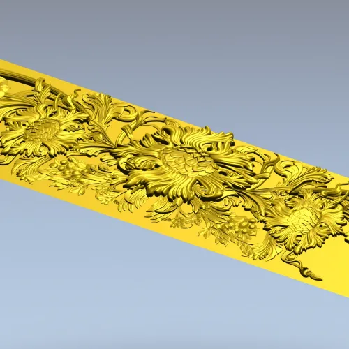 Baroque floral frieze STL 3D model for CNC