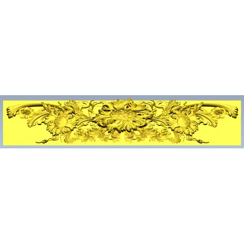 Baroque floral frieze STL 3D model for CNC