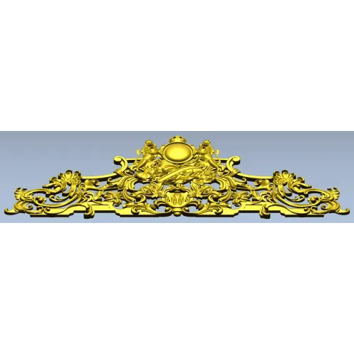 Rococo Crown Pediment - STL 3D model for CNC carving