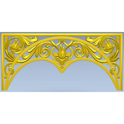 Acanthus triple-arch decorative panel STL for CNC