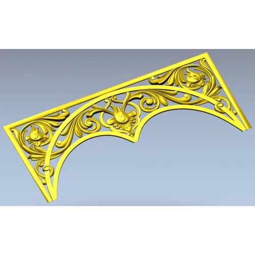 Acanthus triple-arch decorative panel STL for CNC