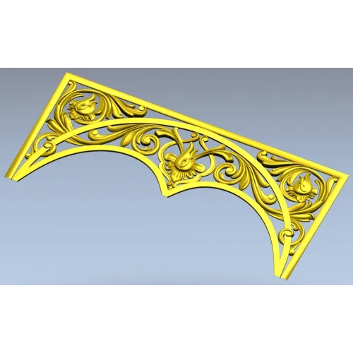Acanthus triple-arch decorative panel STL for CNC