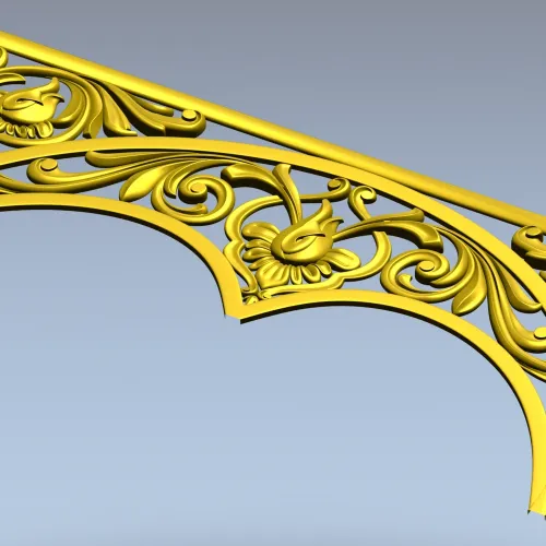 Acanthus triple-arch decorative panel STL for CNC