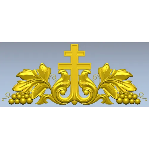 Vineyard Cross Crest - high-relief STL 3D model for CNC