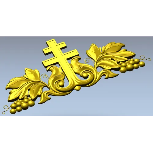 Vineyard Cross Crest - high-relief STL 3D model for CNC