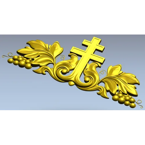 Vineyard Cross Crest - high-relief STL 3D model for CNC