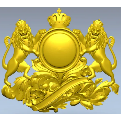 Королевский картуш со львами - STL модель для ЧПУ