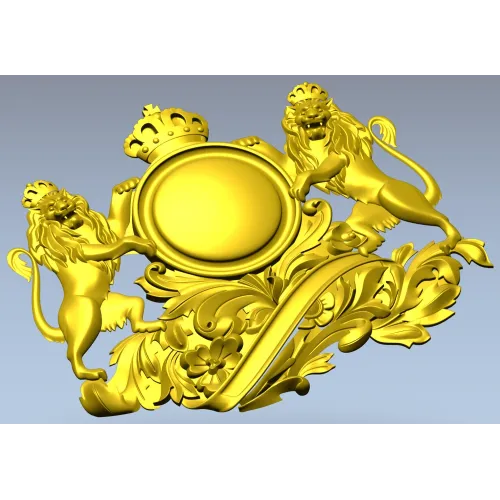 Королевский картуш со львами - STL модель для ЧПУ