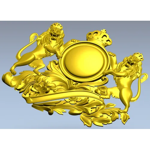 Королевский картуш со львами - STL модель для ЧПУ
