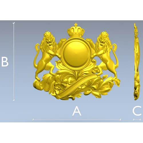 Королевский картуш со львами - STL модель для ЧПУ