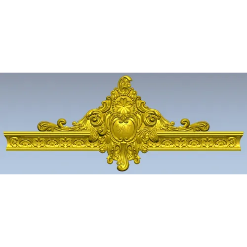 Ornate Cartouche 3D STL for CNC - High-Relief Acanthus Pediment