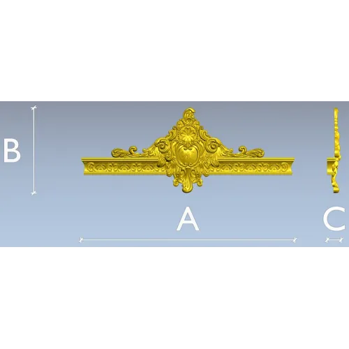 Ornate Cartouche 3D STL for CNC - High-Relief Acanthus Pediment