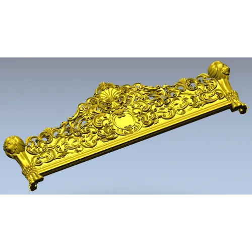 Резная горизонтальная панель с львиными навершиями - STL 3D модель