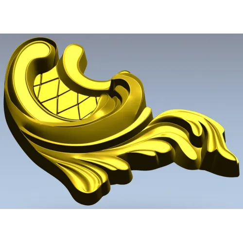 Acanthus Corner Cartouche - STL 3D Model for CNC Milling