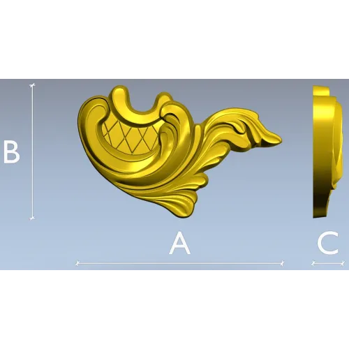 Acanthus Corner Cartouche - STL 3D Model for CNC Milling