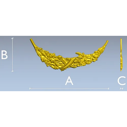 Crescent Floral Applique STL