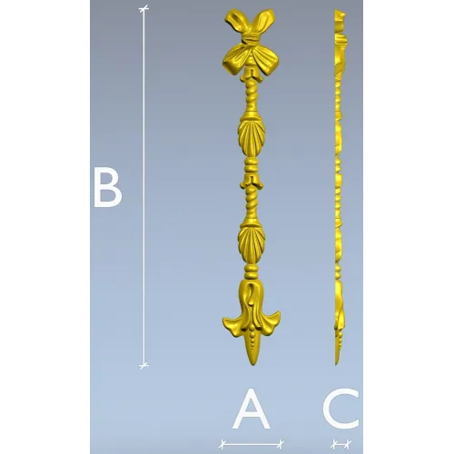 Ribbon Tassel Vertical Applique - STL 3D Model for CNC