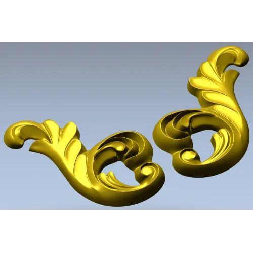 Rocaille acanthus ornament STL 3D model for CNC