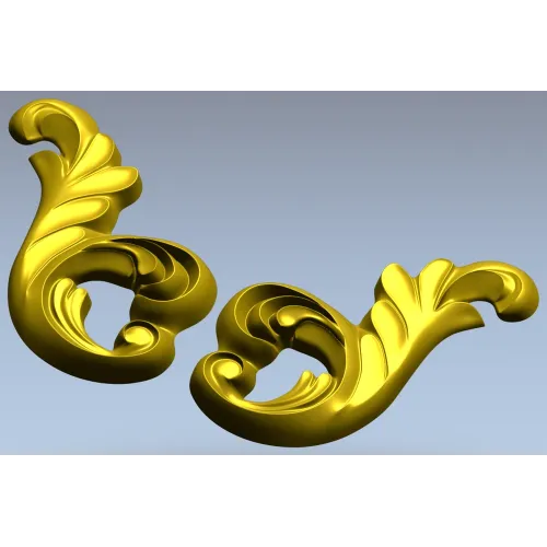 Rocaille acanthus ornament STL 3D model for CNC
