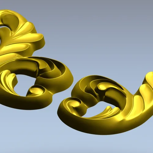Rocaille acanthus ornament STL 3D model for CNC