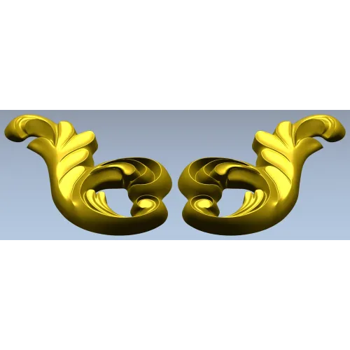 Rocaille acanthus ornament STL 3D model for CNC