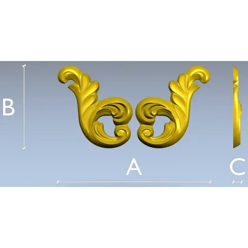 Rocaille acanthus ornament STL 3D model for CNC