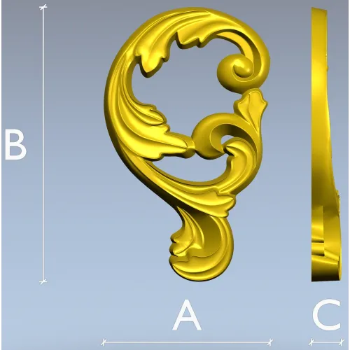 Rococo Acanthus Scroll - high-relief STL for CNC