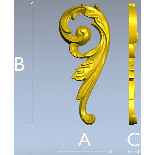 Acanthus Scroll Decorative STL Model for CNC