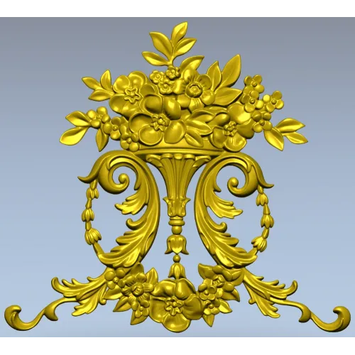 Ornate Floral Cartouche STL 3D Model for CNC Carving