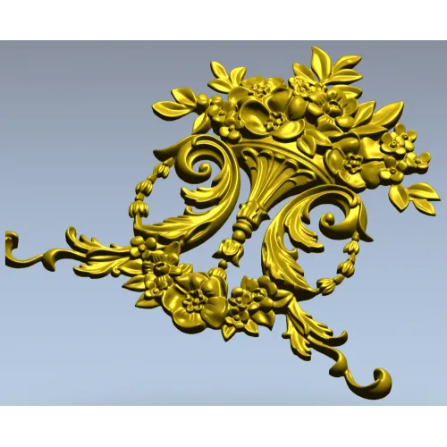 Ornate Floral Cartouche STL 3D Model for CNC Carving