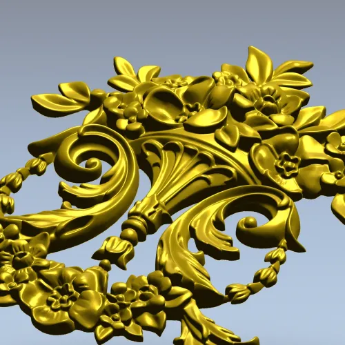 Ornate Floral Cartouche STL 3D Model for CNC Carving