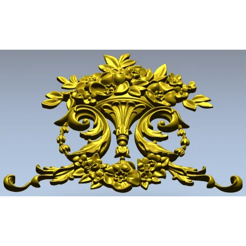 Ornate Floral Cartouche STL 3D Model for CNC Carving
